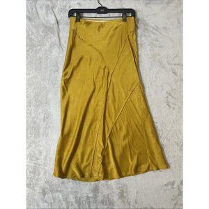 Saturday Sunday Anthropologie 100% Viscose Bias Cut Midi Skirt XS Mustard